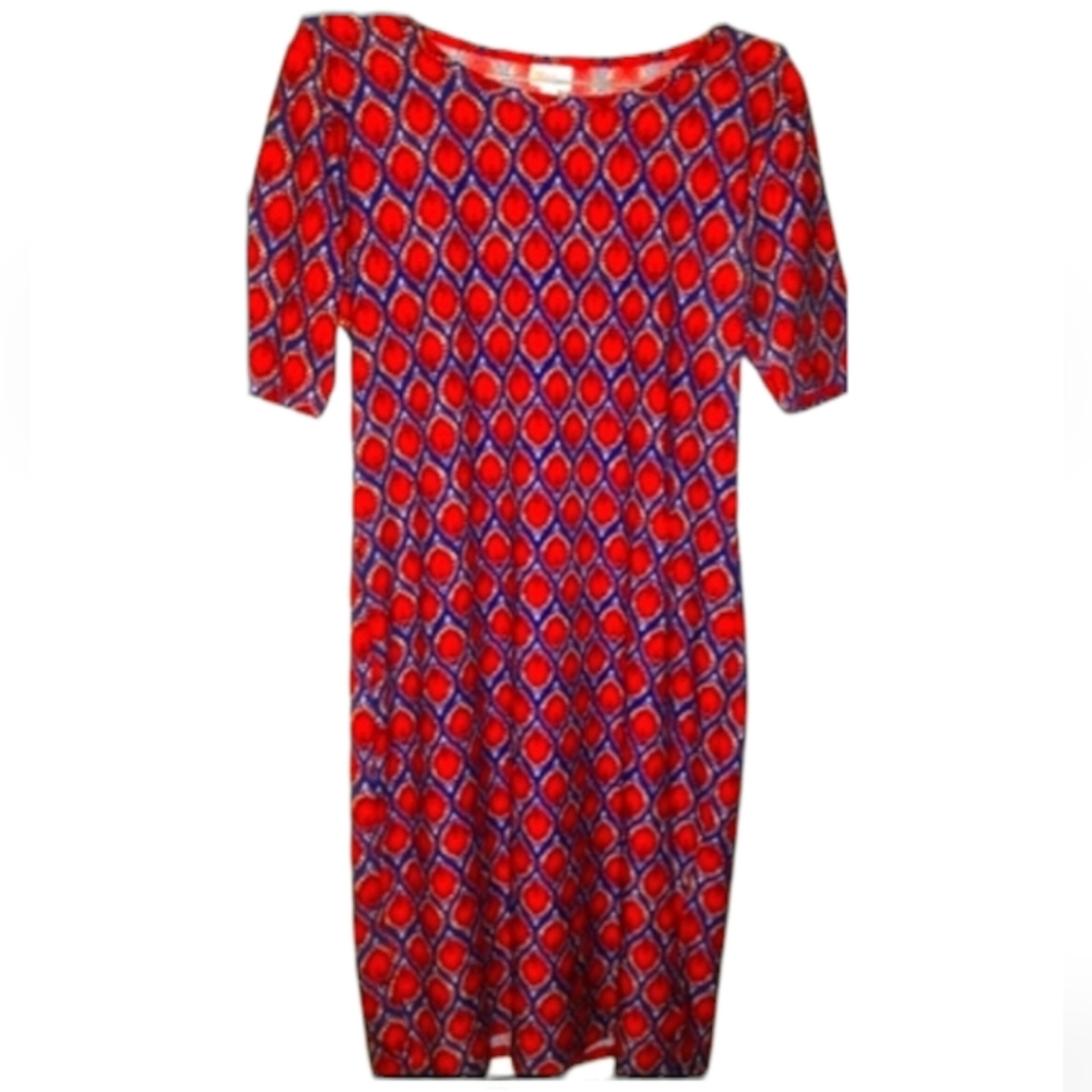 LuLaRoe "Simply Comfortable" Pencil Midi Print Dress Comfort Stretch XL